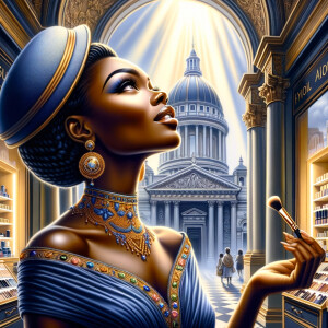 Create an airbrush oil painting of an African American woman wit...