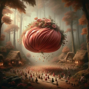 Create a hyperrealistic image of a magical elfin forest with a v...