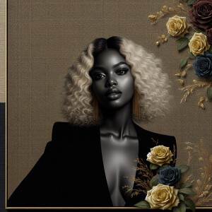Create a vertical 3-D portrait of a light-skinned African-Americ...