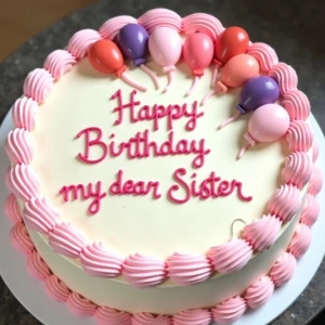 Sure! Here's a description of a birthday cake designed for your...