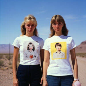 Faded color photograph from the late sixties of two naturally go...