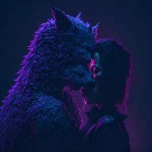 Create a dynamic, stylized illustration showing a woman hugging...