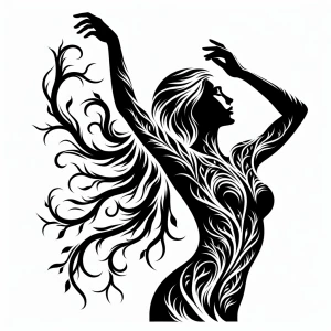 Create a black and white vector silhouette image depicting a sid...