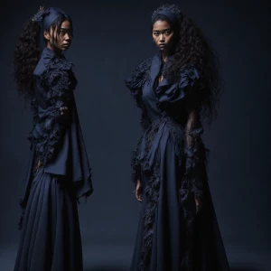 A girl in blue dress