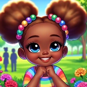A cartoon-style digital illustration of a young African-American...
