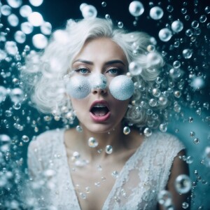 A woman beast glass scenario where everything is made out of gla...