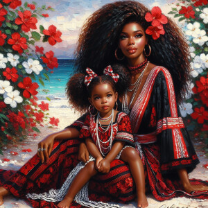 A tender depiction of a Bohemian mother with her child, both sty...