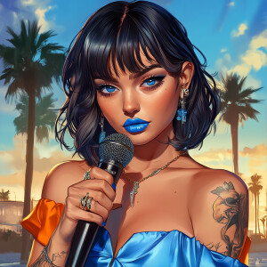 Design a 4K resolution anime-style illustration for Grand Theft...