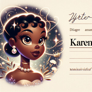 Create a 4D-style image of an light skin 
African-American
 girl...