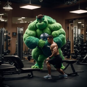 Mike Wazowski and James P. "Sully" Sullivan working out together...