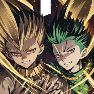 gon freecss from anime hunter x hunter,  smiling with grills wit...