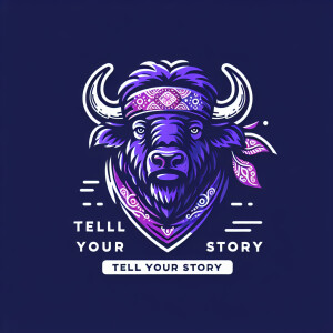 Create a dynamic, powerful, logo for a company called PURPLE BUF...