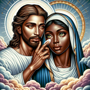 Ensure that the image distinctly represents both Jesus Christ an...