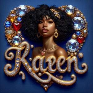 Craft a 3-D image showcasing the name 'KAREN' in a luxurious gol...