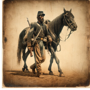 An ultra definition photograph  of a union infantry soldier duri...