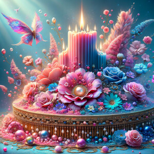 Craft a digital artwork that dramatically amplifies the colorful...