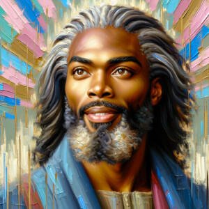 An oil painting of a light-skinned African American man resembli...