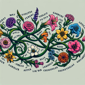 Vine tattoo with flowers by birth month