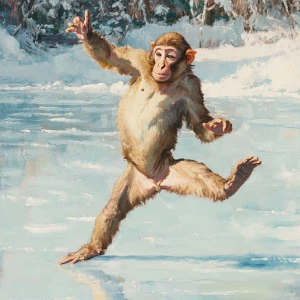 Dancing monkey on ice.
