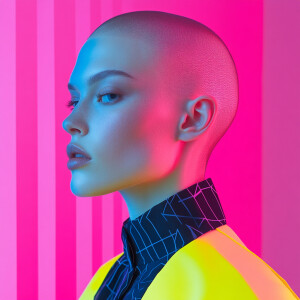 Avant garde high fashion editorial beauty portrait, pale androgy...