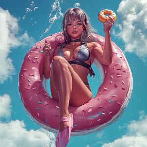 Design an ultra-realistic image of a petite, curvy woman with to...