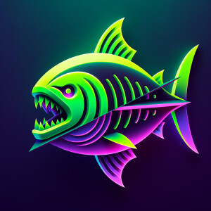 Purple neon green piranha and a barracuda