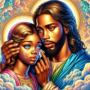 Ensure that the image distinctly represents both Jesus Christ an...