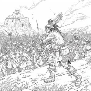 Generate an image that represents Po'Pay leading the Pueblo Revo...