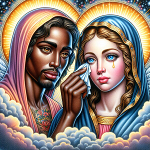 Ensure that the image distinctly represents both Jesus Christ an...