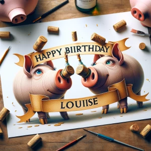 make the banner 
say Happy Birthday Louise
add a couple of cor...