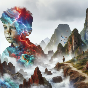 Create a double exposure composition that seamlessly blends a ru...