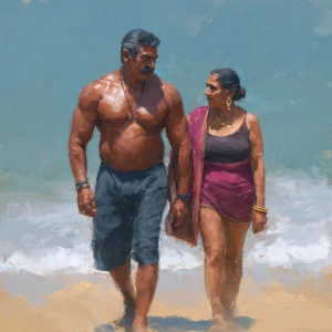 hyperrealism  digital painting.a muscular sweaty indian  villain...