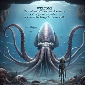 A giant squid named Cthulu has welcome an alien to the fold. He...