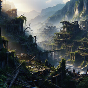 Abandoned, in the style of Yautja's (Hunter Predator),ultra-deta...