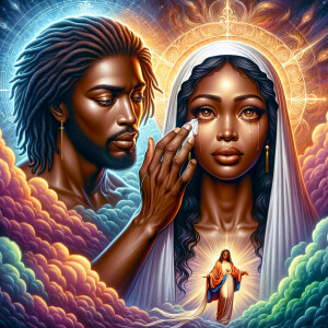 Ensure that the image distinctly represents both Jesus Christ an...