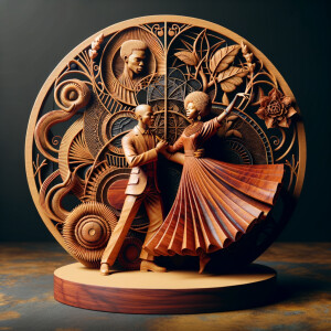 3d wood and porcelain sculpture of an Afrocentric woman with a m...