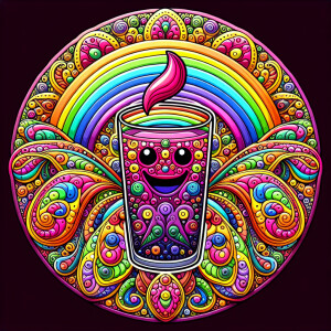 draw a glass of happy juice. make it really happy juice and rain...