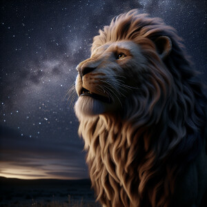 Mufasa and  gazing upwards at the starry night sky. Mufasa's exp...