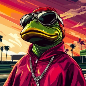 MEME PEPE in GTA art style, gg, in the style of a Grand Theft A...