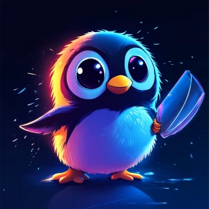cute and simplistic cartoon character of a baby penguin. The pen...