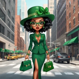 African American Betty Boop with long hair, flawless makeup and...