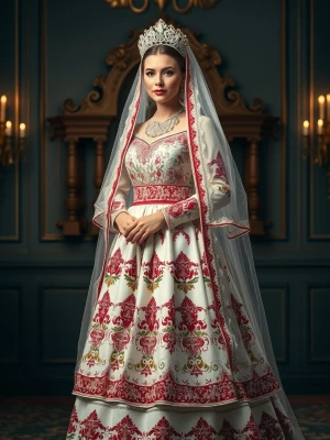 Generate full body picture and high detailed of a bride in a tra...