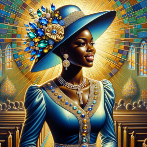 A spiritually enriching illustration portrays an African America...