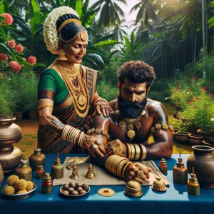 In a serene garden within an Indian residence, a 50-year-old vol...