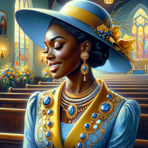 A spiritually enriching illustration portrays an African America...