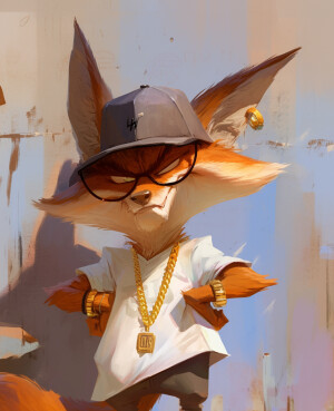 funny caricature, gangster fox character caricature, elderly eur...