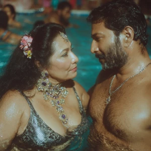 a punjabi  villain  curvy mother in law, in her late 50s,  weari...