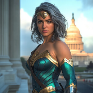 Create a realistic image of a wavy shoulder length short haired...