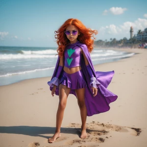 12 year old at beach dress as Starfire from teen titans