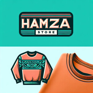 Create a logo with the text "HAMZA STORE" and a picture of the s...